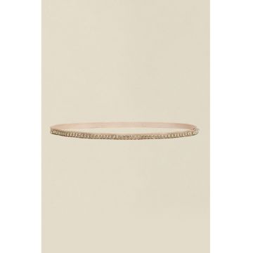 Curea din material textil decorata cu strasuri - Bej deschis
