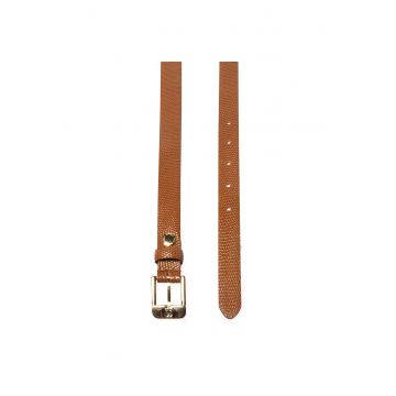 Curea din piele cu aspect texturat - Maro