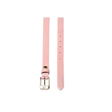 Curea din piele cu aspect texturat - Roz