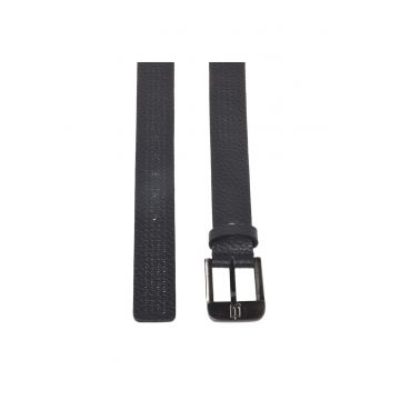 Curea din piele cu design perforat - Negru