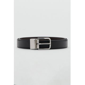 Curea reversibila din piele Emili - Negru