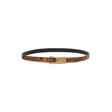 Curea skinny de piele cu animal print - Maro/Portocaliu
