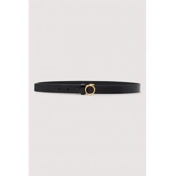 Curea skinny de piele cu catarama cu nit - Negru