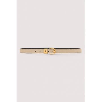 Curea skinny de piele intoarsa - Bej deschis