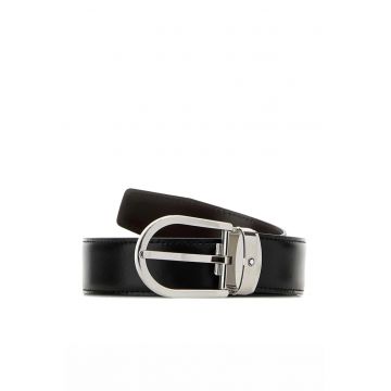Horseshoe reversible leather belt Black Brown - Negru | Maro