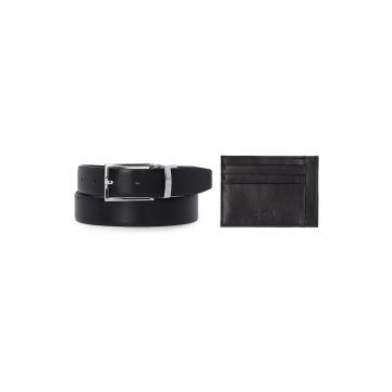 Set de curea din piele si portcard -