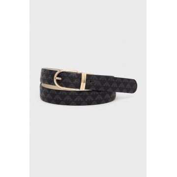 Emporio Armani curea de piele cu două fețe femei, culoarea negru