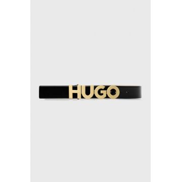 HUGO curea de piele femei, culoarea negru 50470629