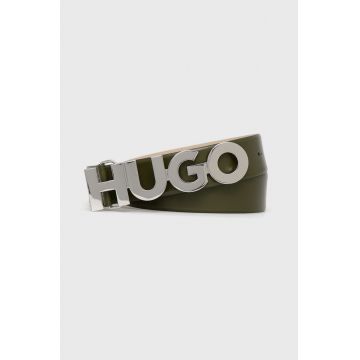 HUGO curea de piele femei, culoarea verde 50470629