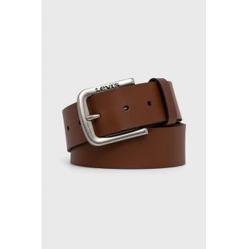 Levi's Curea de piele bărbați, culoarea maro