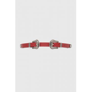 Answear Lab curea de piele femei, culoarea rosu