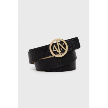 Armani Exchange curea cu două fețe femei, culoarea negru
