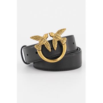 Curea de piele cu catarama cu logo Love Berry