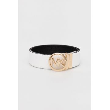 MICHAEL Michael Kors curea de piele cu două fețe femei, culoarea alb