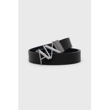 Armani Exchange curea de piele cu doua fete barbati, culoarea negru, 951017 CC505
