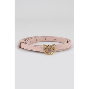 Curea ingusta de piele cu catarama cu logo Love Berry