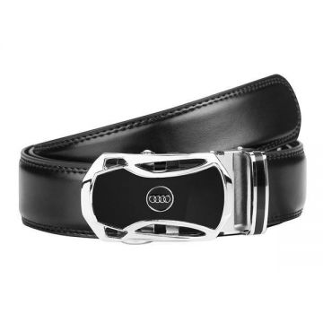 Curea barbati, piele naturala, logo Audi, negru