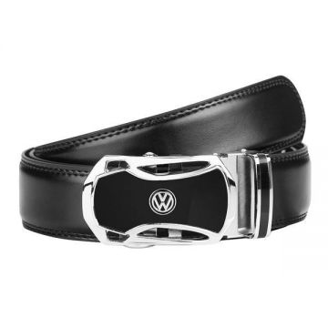 Curea barbati, piele naturala, negru, logo Volkswagen