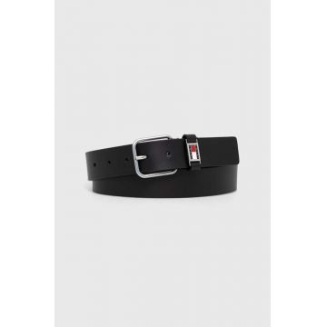 Tommy Jeans curea de piele bărbați, culoarea negru AM0AM12045