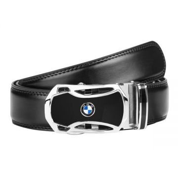 Curea barbati, Piksel, piele naturala, negru, logo Bmw, 115 cm