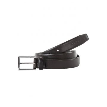 Curea de piele cu catarama metalica - Maro