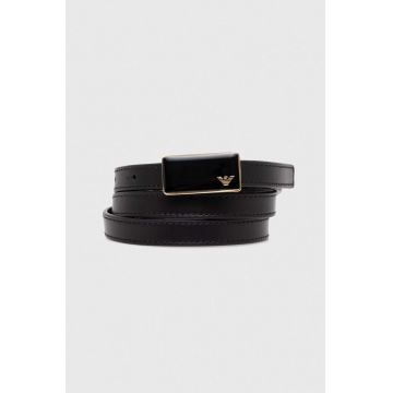 Emporio Armani curea de piele femei, culoarea negru
