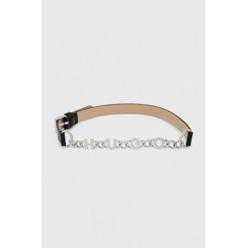HUGO curea de piele femei, culoarea negru 50512910