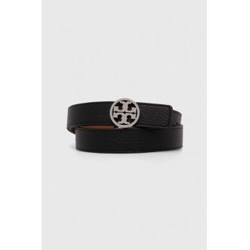 Tory Burch curea de piele cu doua fete femei, culoarea negru Tory Burch curea de piele cu doua fete femei, culoarea negru