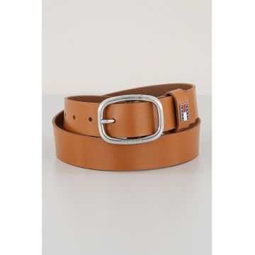 Curea de piele cu o catarama ovala - Maro scortisoara