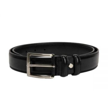 Curea din Piele Neagra cu Cusaturi Duble