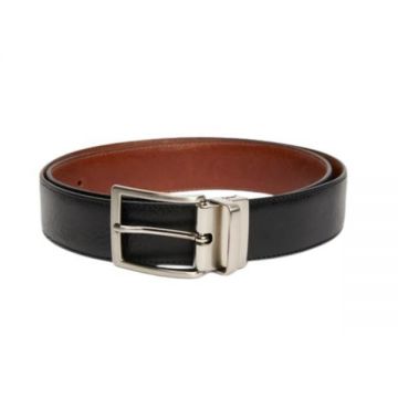 Curea Eleganta Reversibila din Piele Neagra Si Maro Cognac