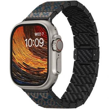 Curea Pitaka Dreamland ChromaCarbon, pentru Apple Watch seriile 1 - 9 / SE / Ultra, Stairs (Negru)