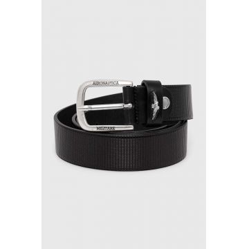 Aeronautica Militare curea de piele barbati, culoarea albastru marin Aeronautica Militare curea de piele barbati, culoarea albastru marin