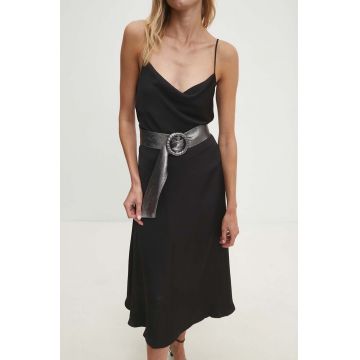 Answear Lab curea de piele femei, culoarea gri