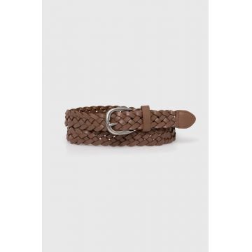 Answear Lab curea de piele femei, culoarea maro