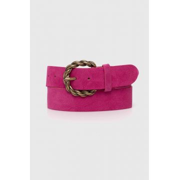 Answear Lab curea din piele intoarsa culoarea roz