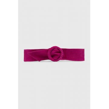 Answear Lab curea din piele intoarsa culoarea roz