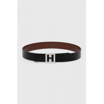 HUGO curea de piele cu doua fete femei, culoarea negru, 50480593