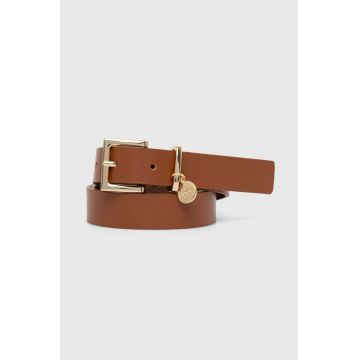 HUGO curea de piele femei, culoarea maro, 50522644